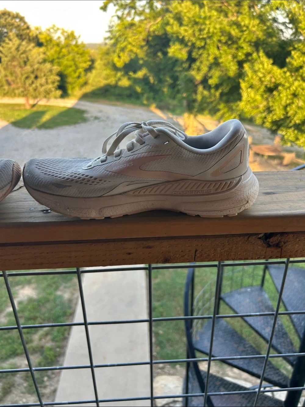 Brooks Women's Running Sneakers in Cream with Pink Accents
